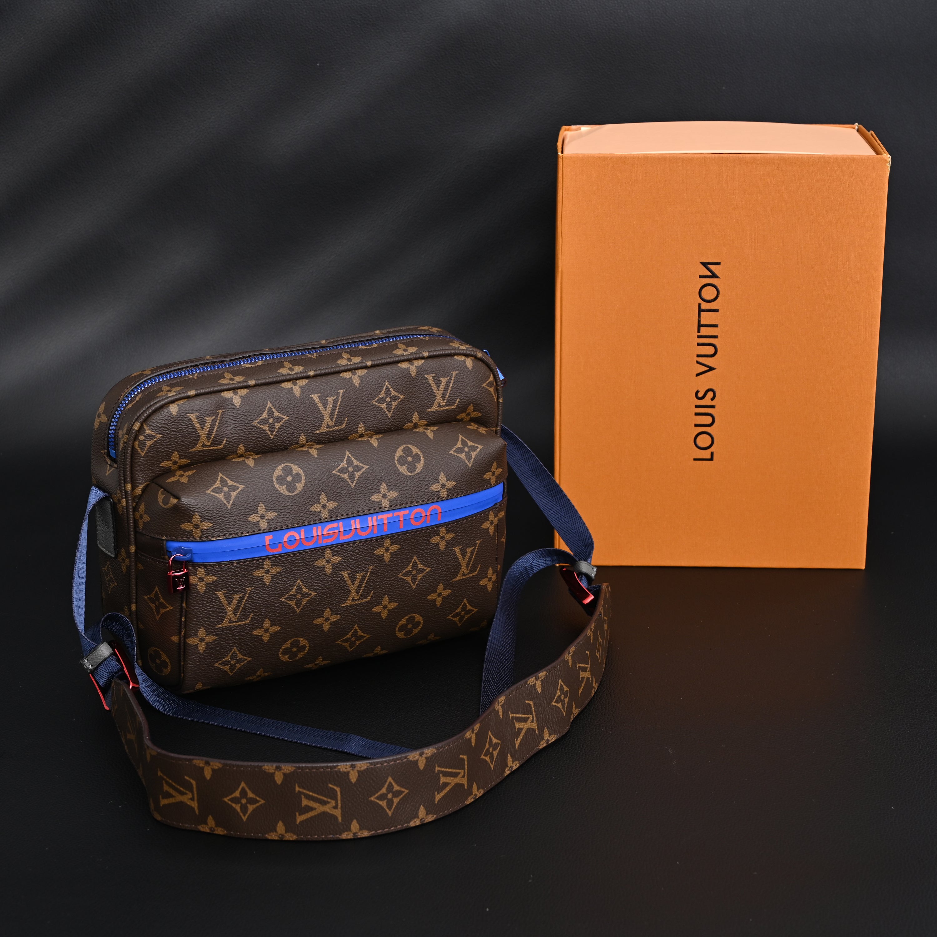 Louis Vuitton Trio Messenger Bag – Monogram Canvas with Blue Strap