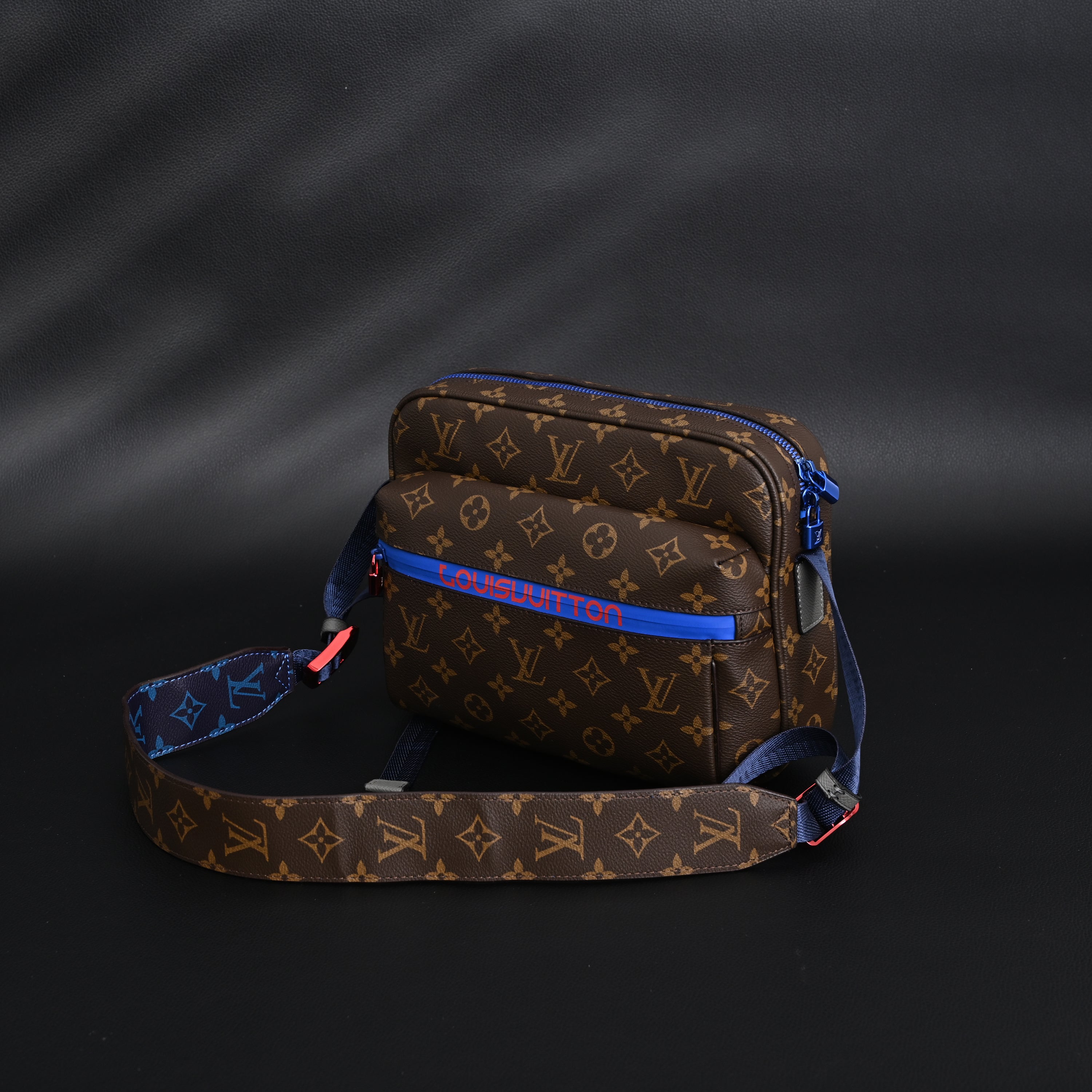 Louis Vuitton Trio Messenger Bag – Monogram Canvas with Blue Strap