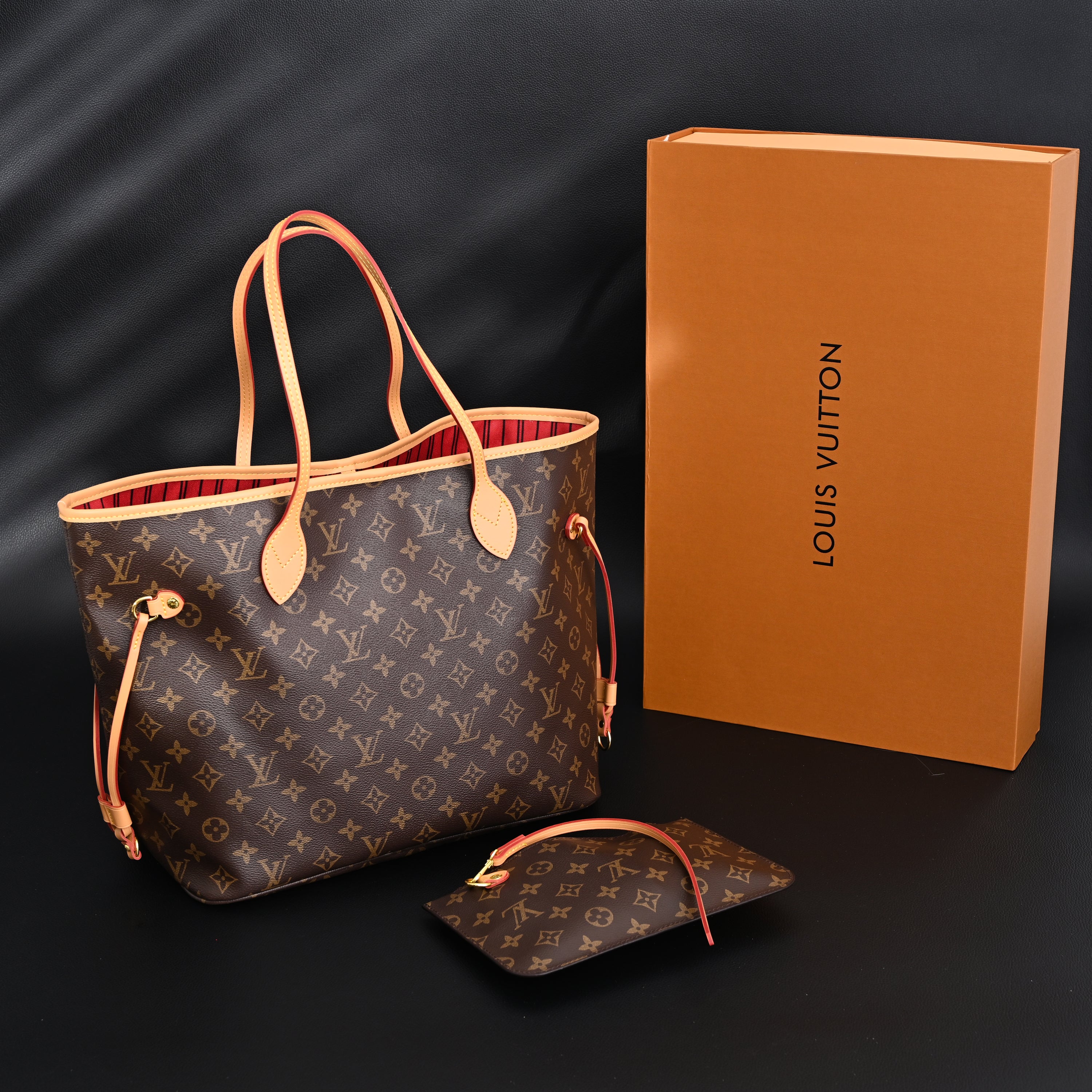 Louis Vuitton Neverfull MM Tote Bag – Monogram Canvas with Red Interior