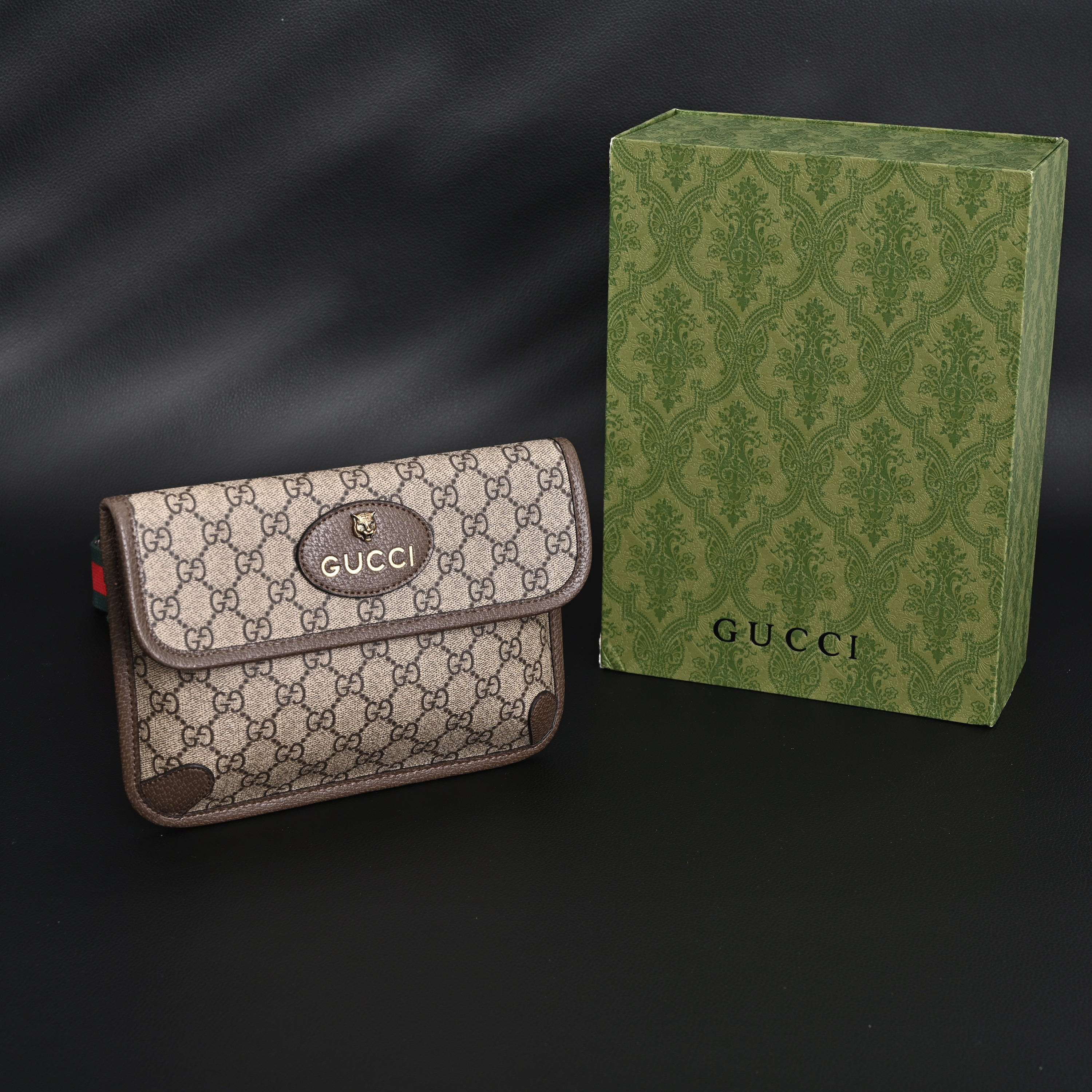 Gucci Ophidia GG Supreme Mini Belt Bag – Beige/Ebony with Web Stripe