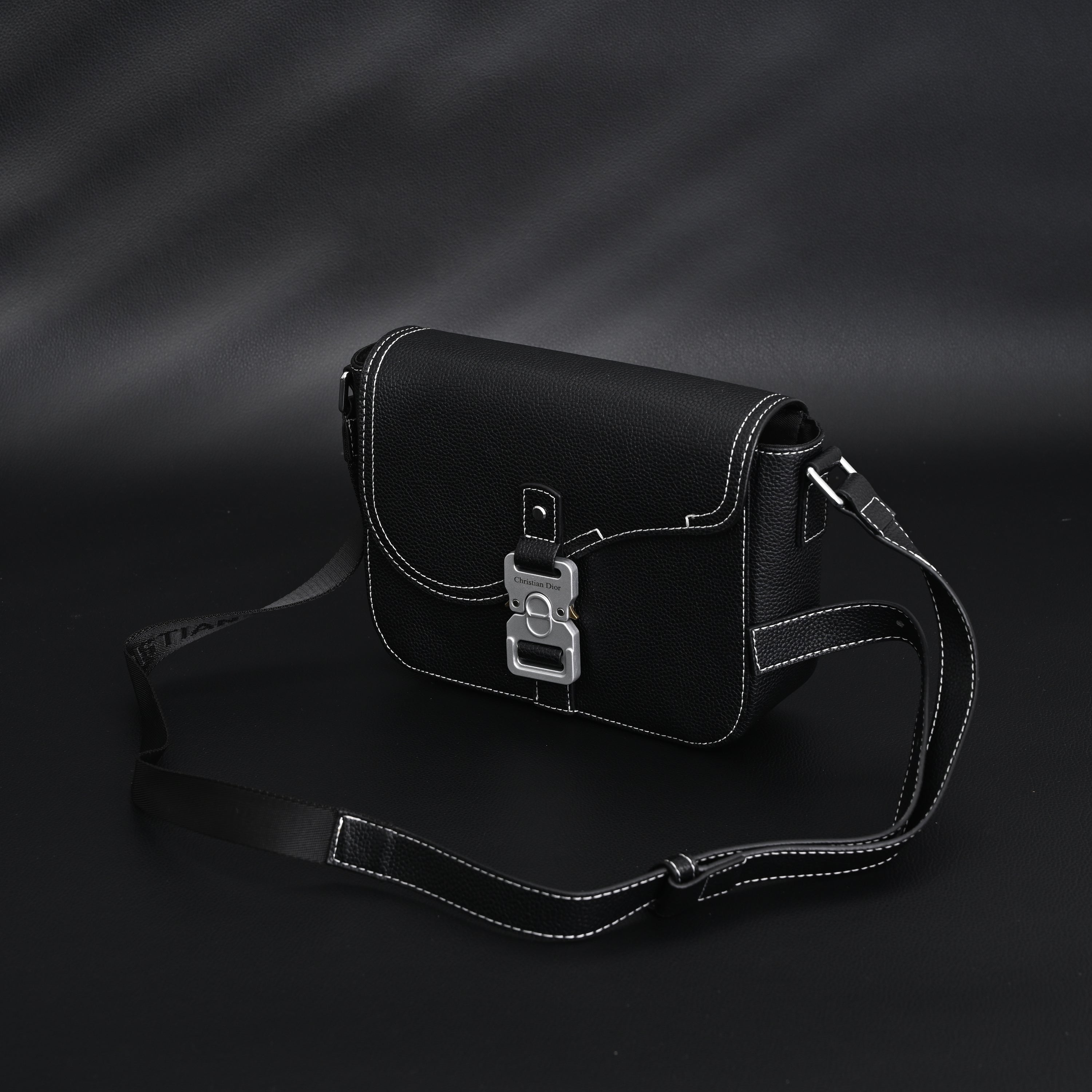 Dior Saddle Crossbody Bag – Black Grained Calfskin with Silver-Tone Hardware