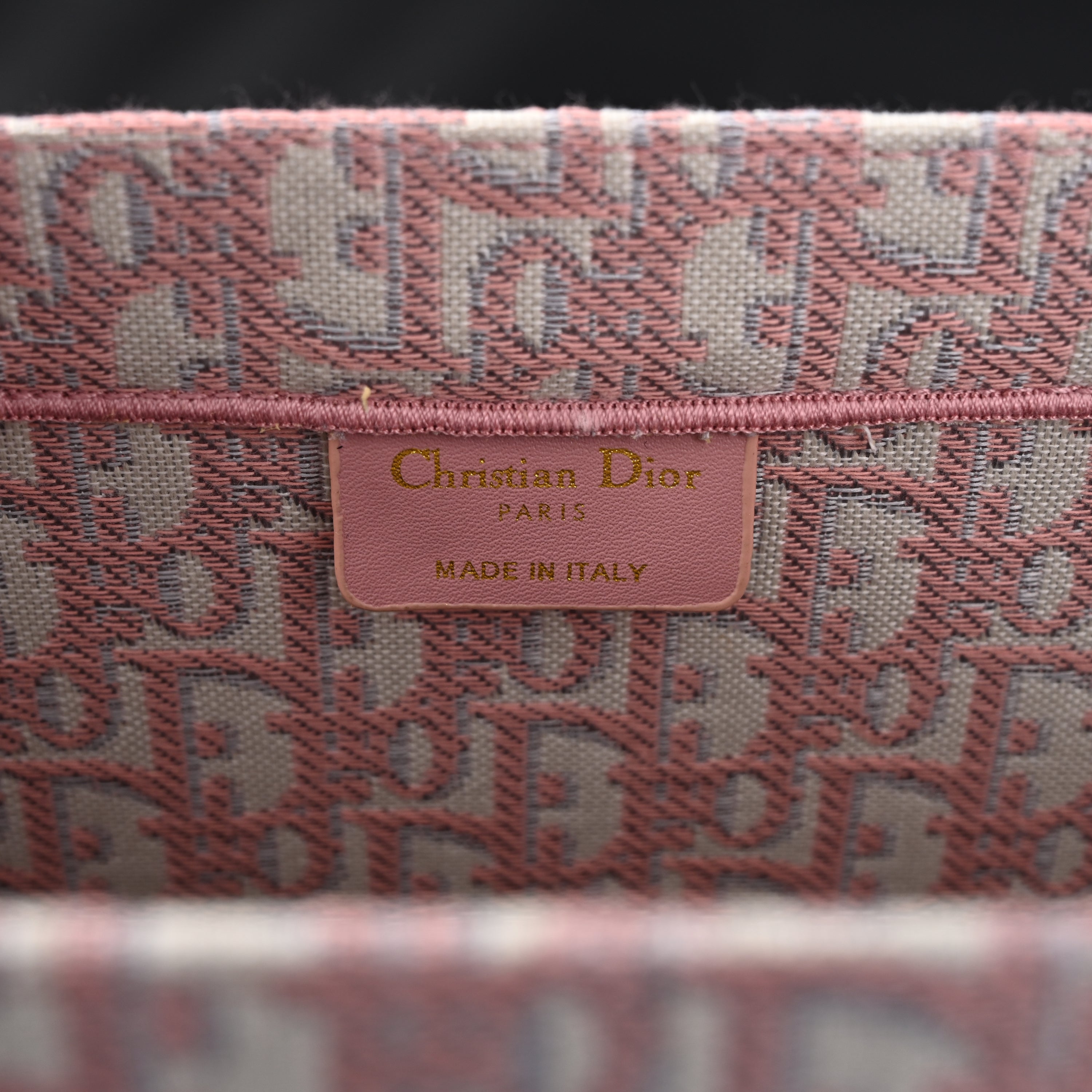 Christian Dior Large Book Tote – Pink Oblique Embroidery