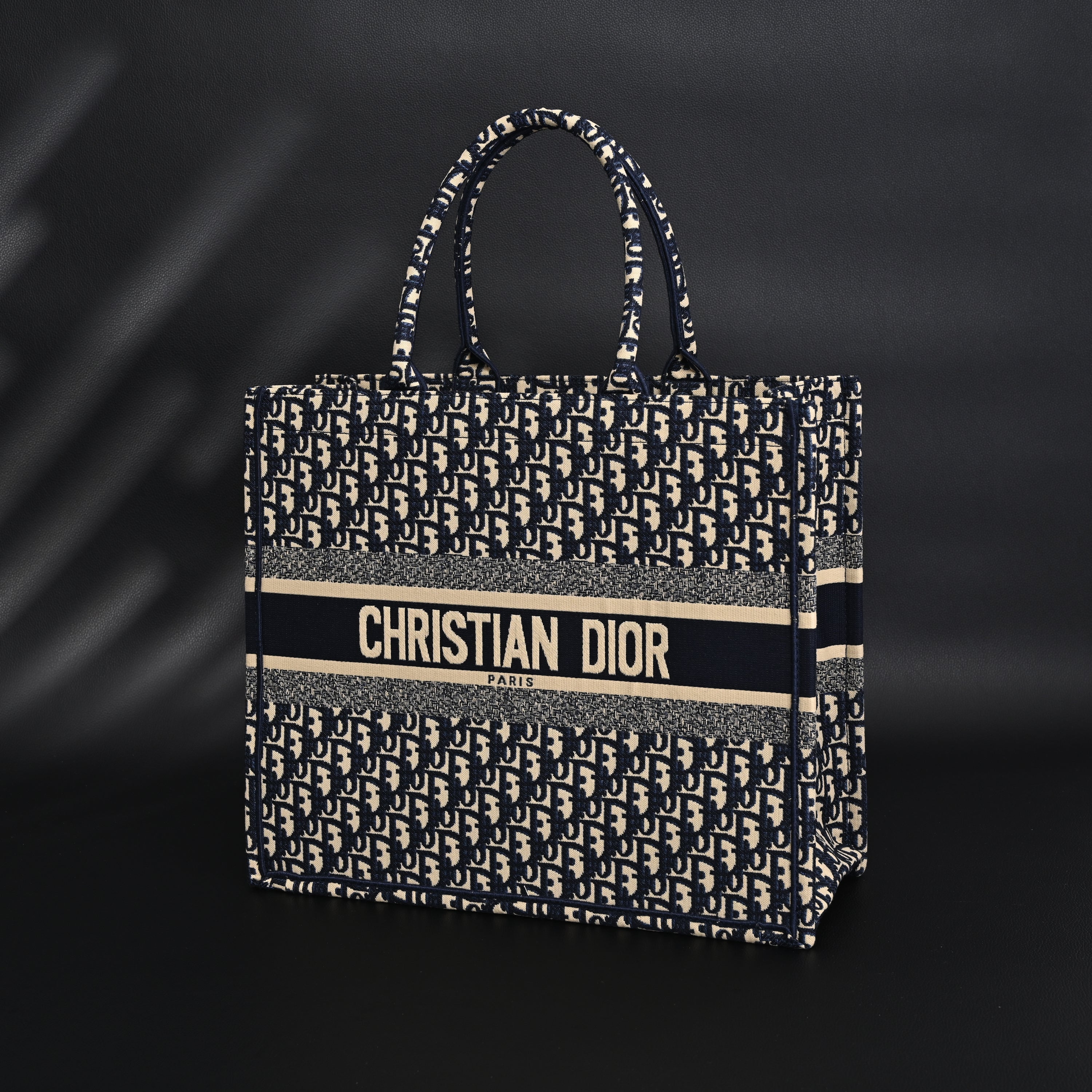 Christian Dior Large Book Tote – Blue Oblique Embroidery