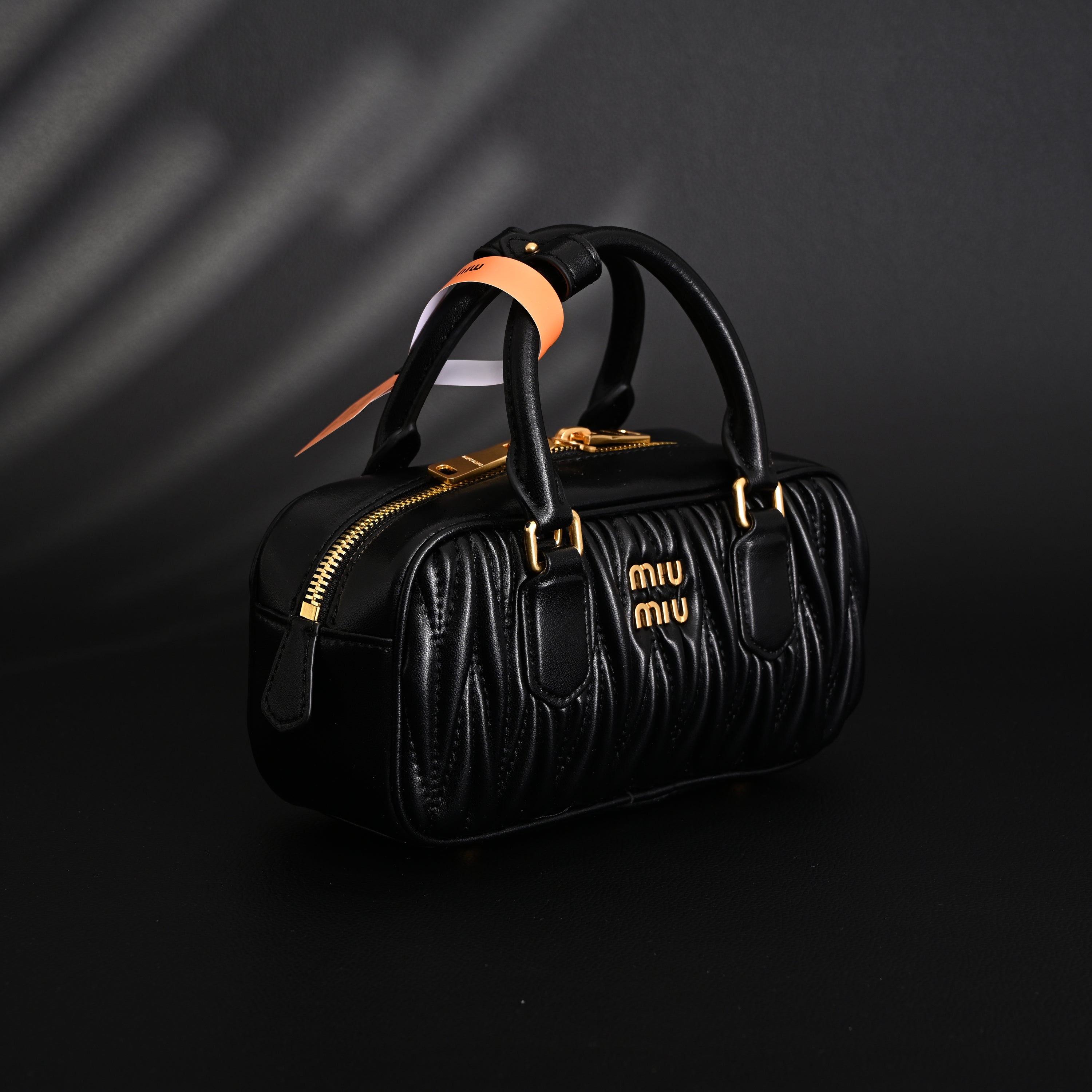 Miu Miu Black Matelassé Leather Top Handle Bag