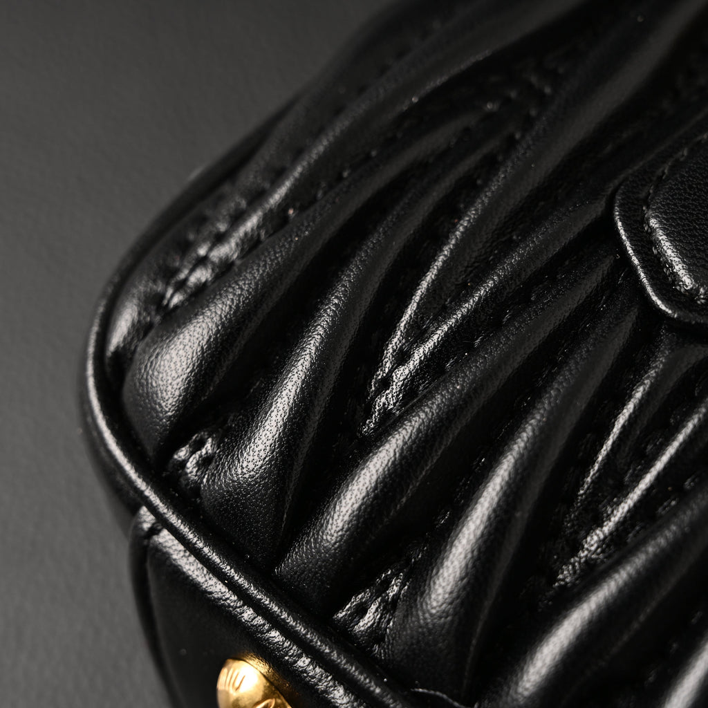 Miu Miu Black Matelassé Leather Top Handle Bag