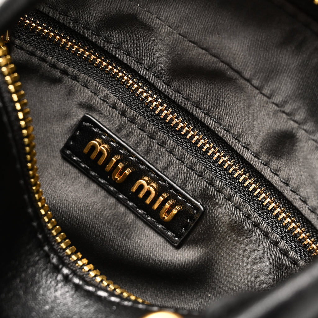 Miu Miu Black Matelassé Leather Top Handle Bag