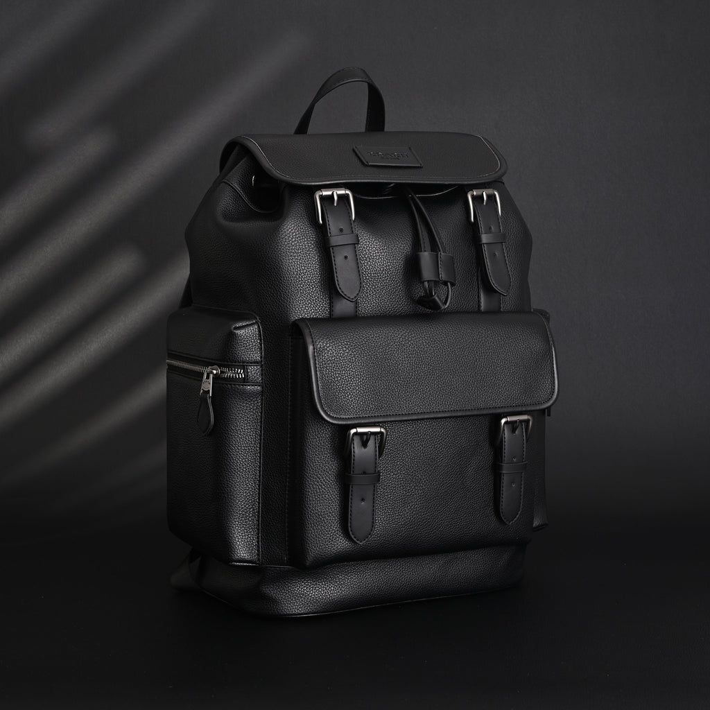 Prada Nylon & Leather Multi-Pocket Backpack – Black