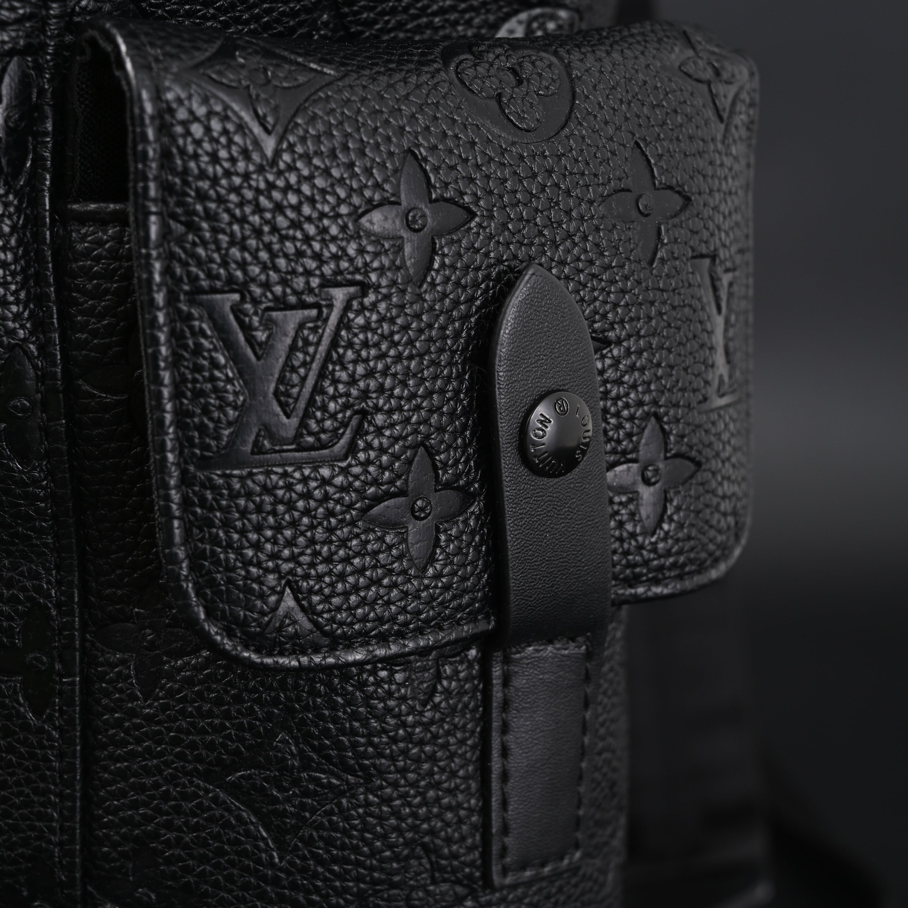 Louis Vuitton Christopher PM Backpack Monogram Shadow Black Leather