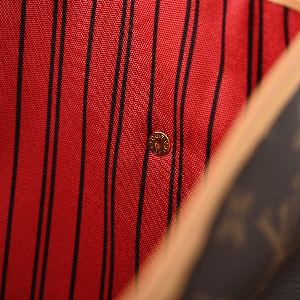 Louis Vuitton Neverfull MM Tote Bag – Monogram Canvas with Red Interior