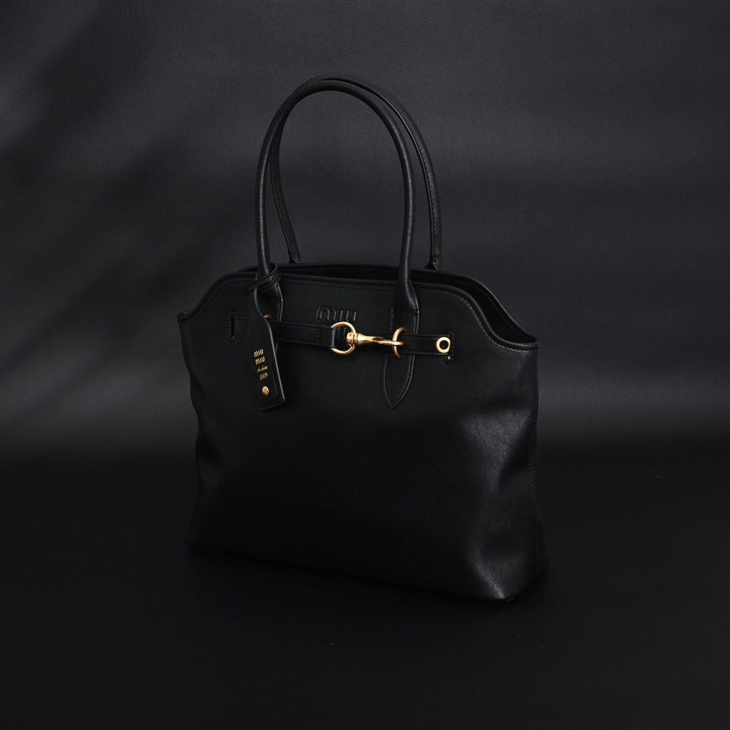 Miu Miu Leather Tote Bag – Classic Black