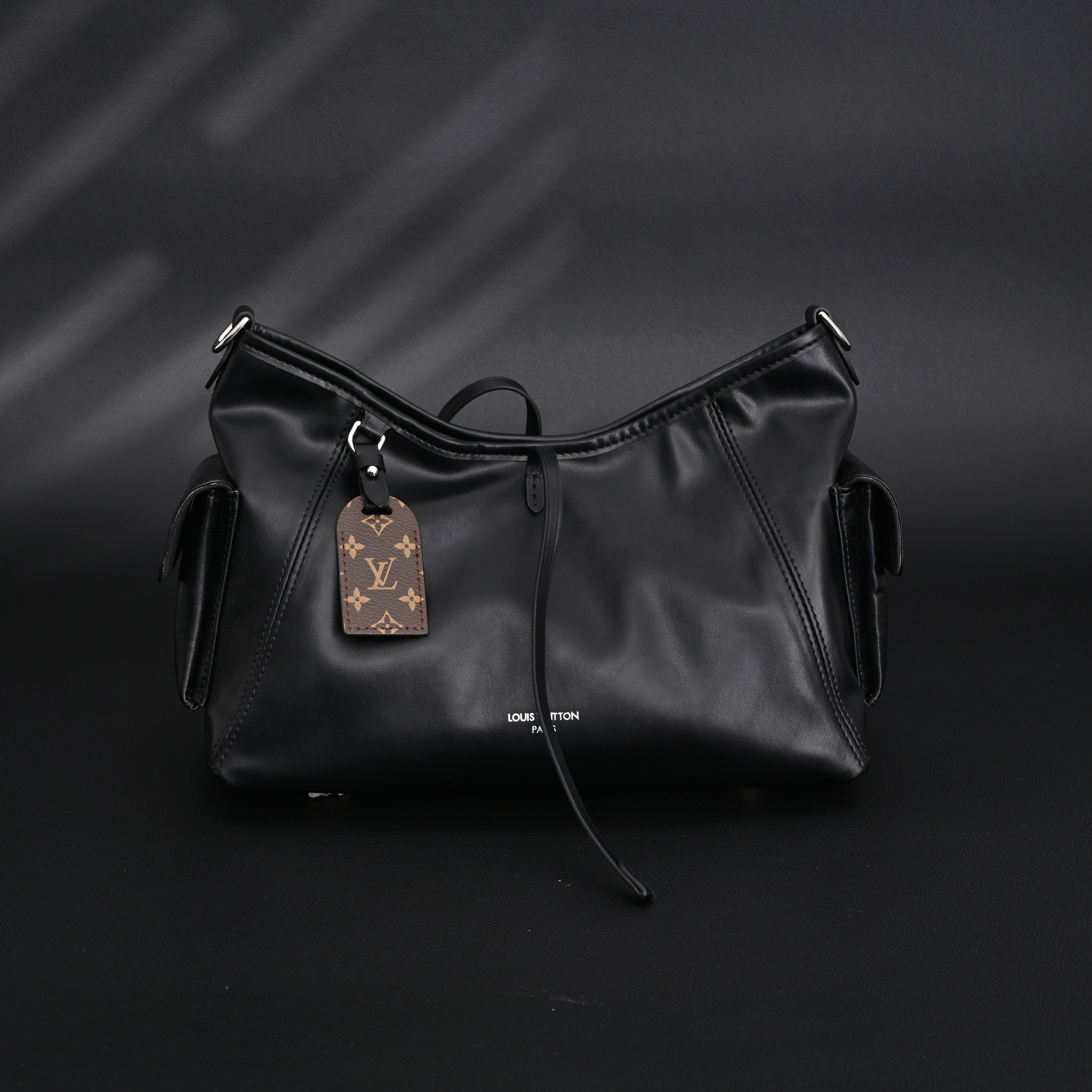 Louis Vuitton Montaigne Black Mahina Leather Shoulder Bag