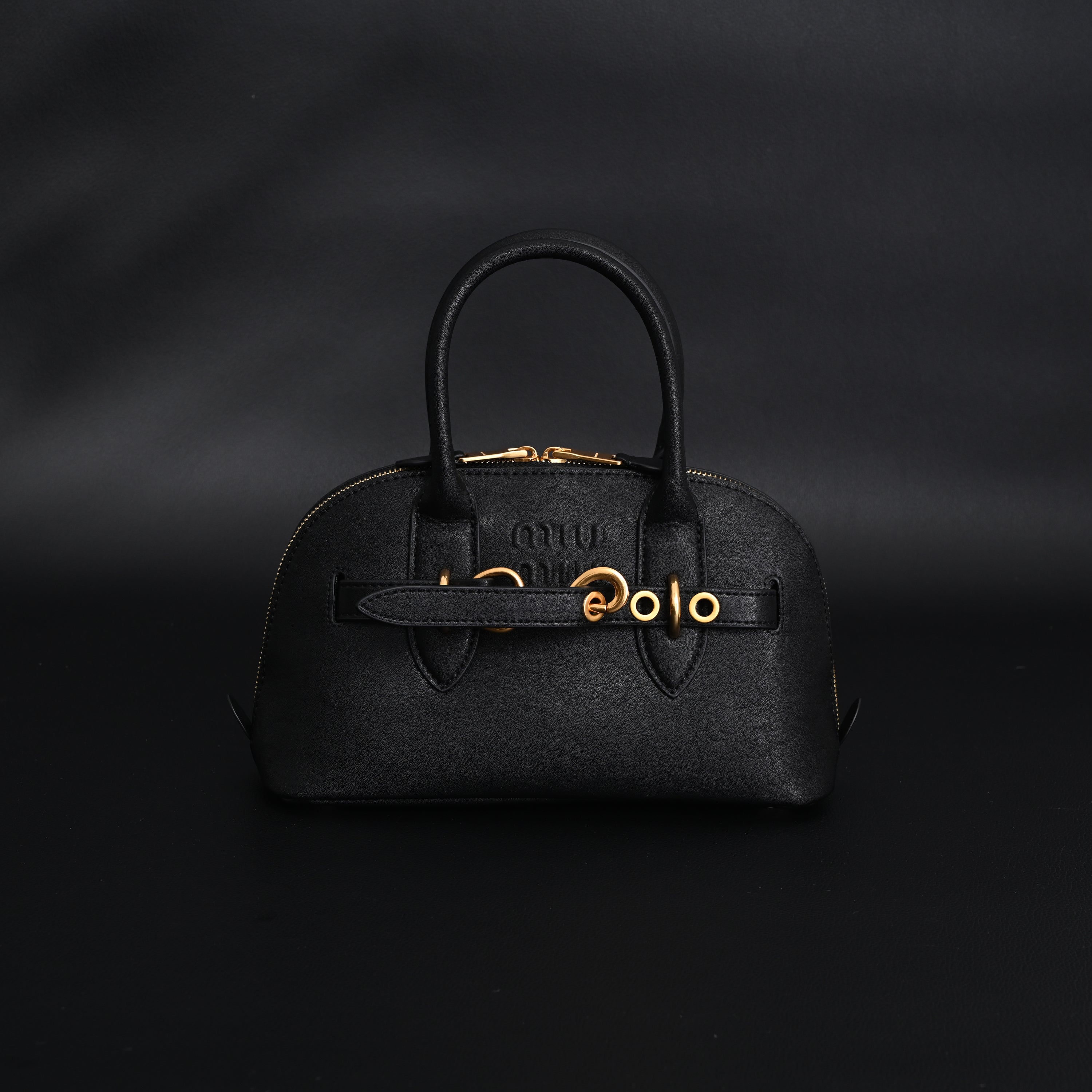 Miu Miu Black Leather Satchel Bag – Medium Structured Tote