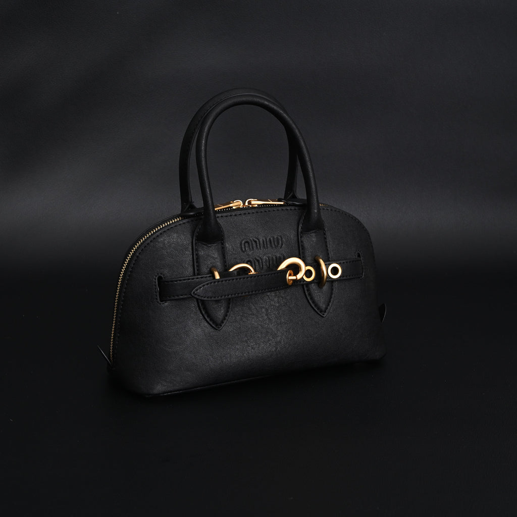 Miu Miu Black Leather Satchel Bag – Medium Structured Tote