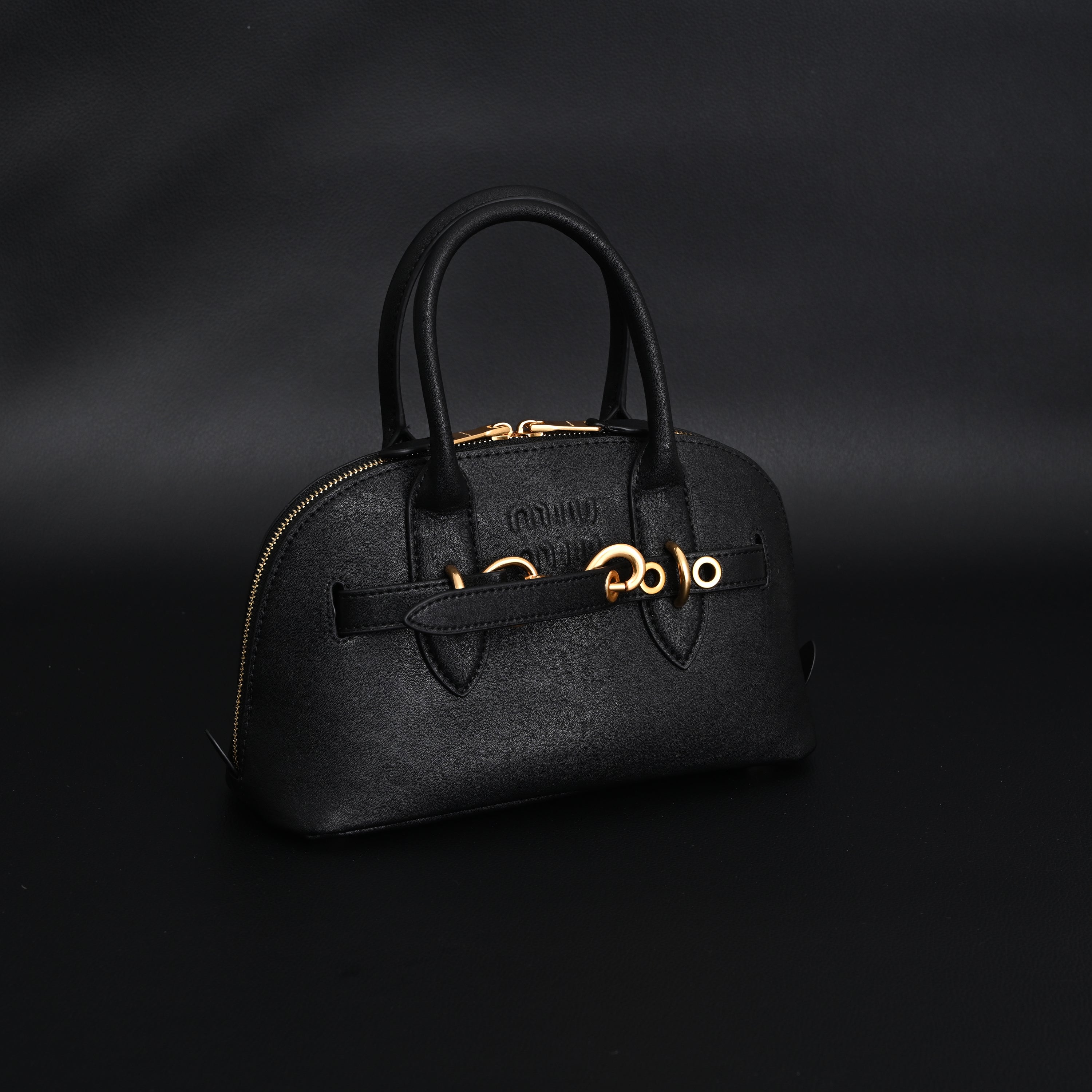 Miu Miu Black Leather Satchel Bag – Medium Structured Tote