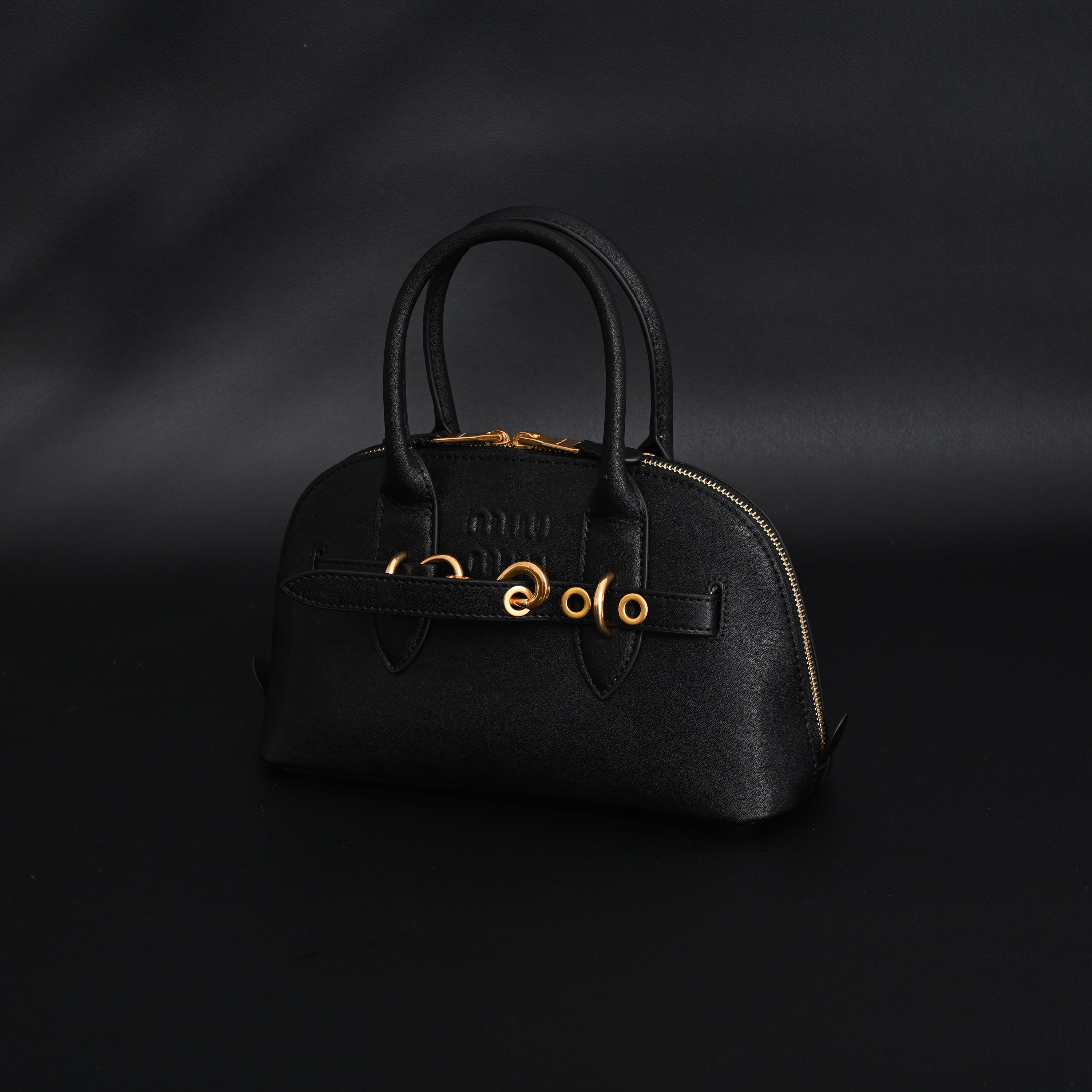 Miu Miu Black Leather Satchel Bag – Medium Structured Tote