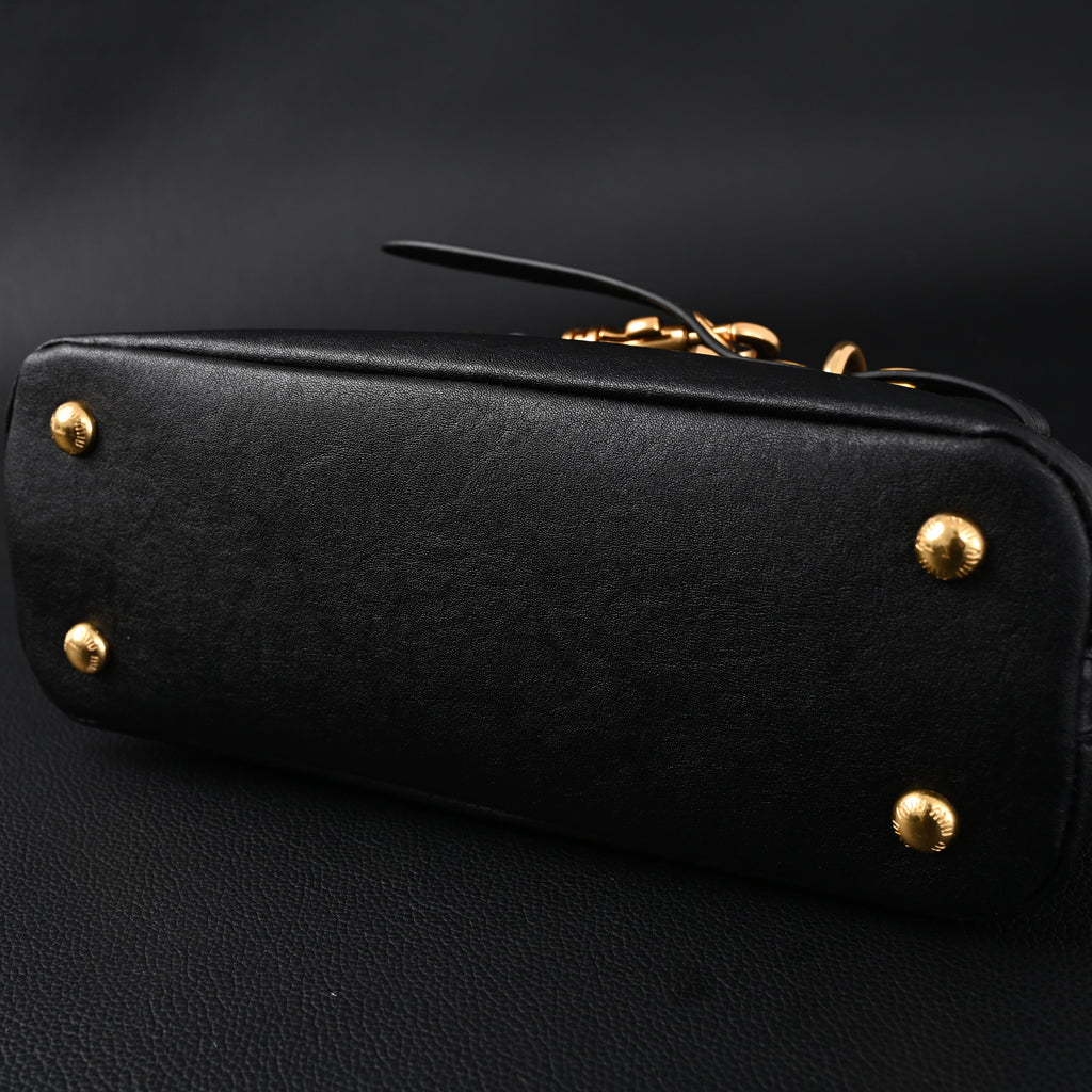 Miu Miu Black Leather Satchel Bag – Medium Structured Tote