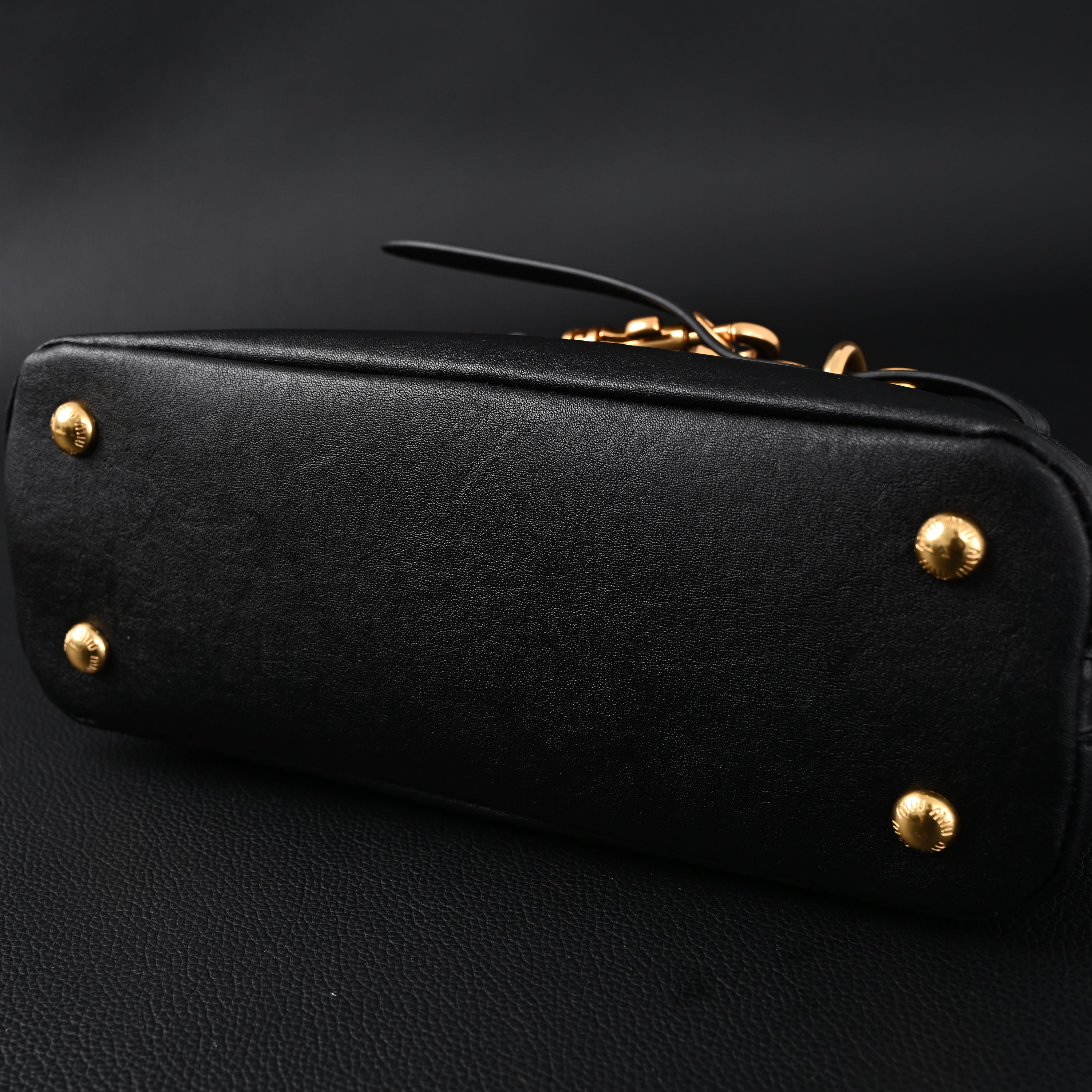 Miu Miu Black Leather Satchel Bag – Medium Structured Tote