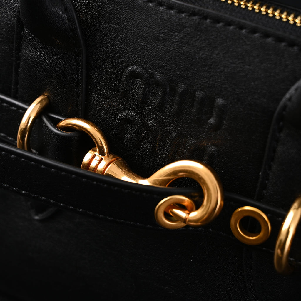 Miu Miu Black Leather Satchel Bag – Medium Structured Tote