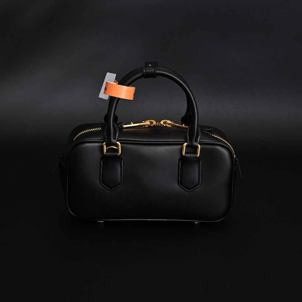Miu Miu Black Matelassé Leather Satchel Bag – Mini Top Handle