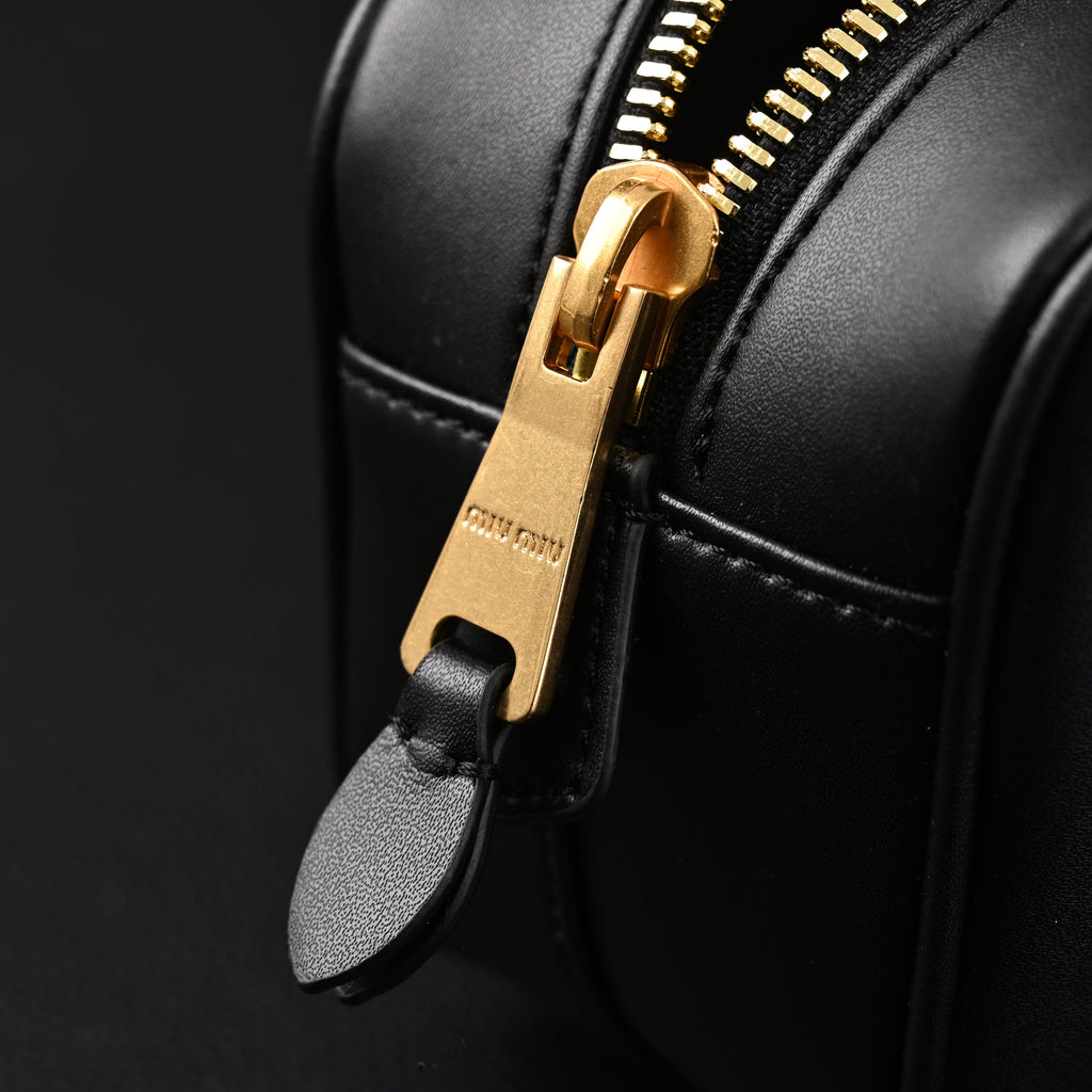 Miu Miu Black Matelassé Leather Satchel Bag – Mini Top Handle