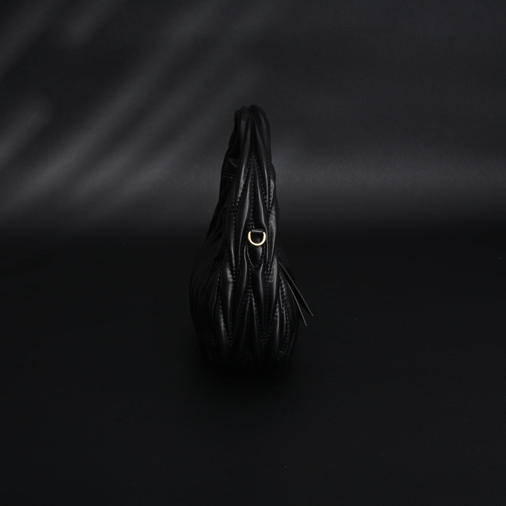 Miu Miu Matelassé Leather Hobo Bag – Black with Gold Hardware