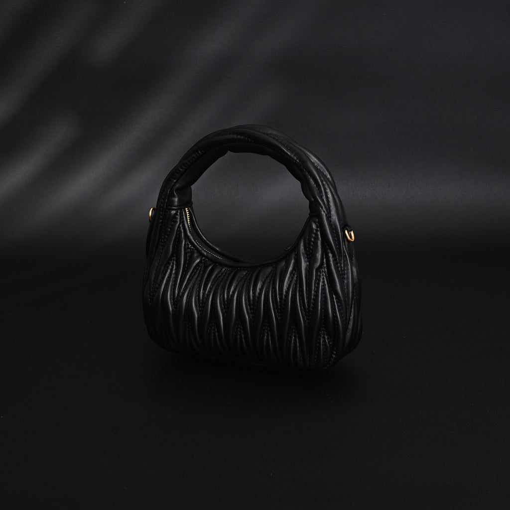 Miu Miu Matelassé Leather Hobo Bag – Black with Gold Hardware