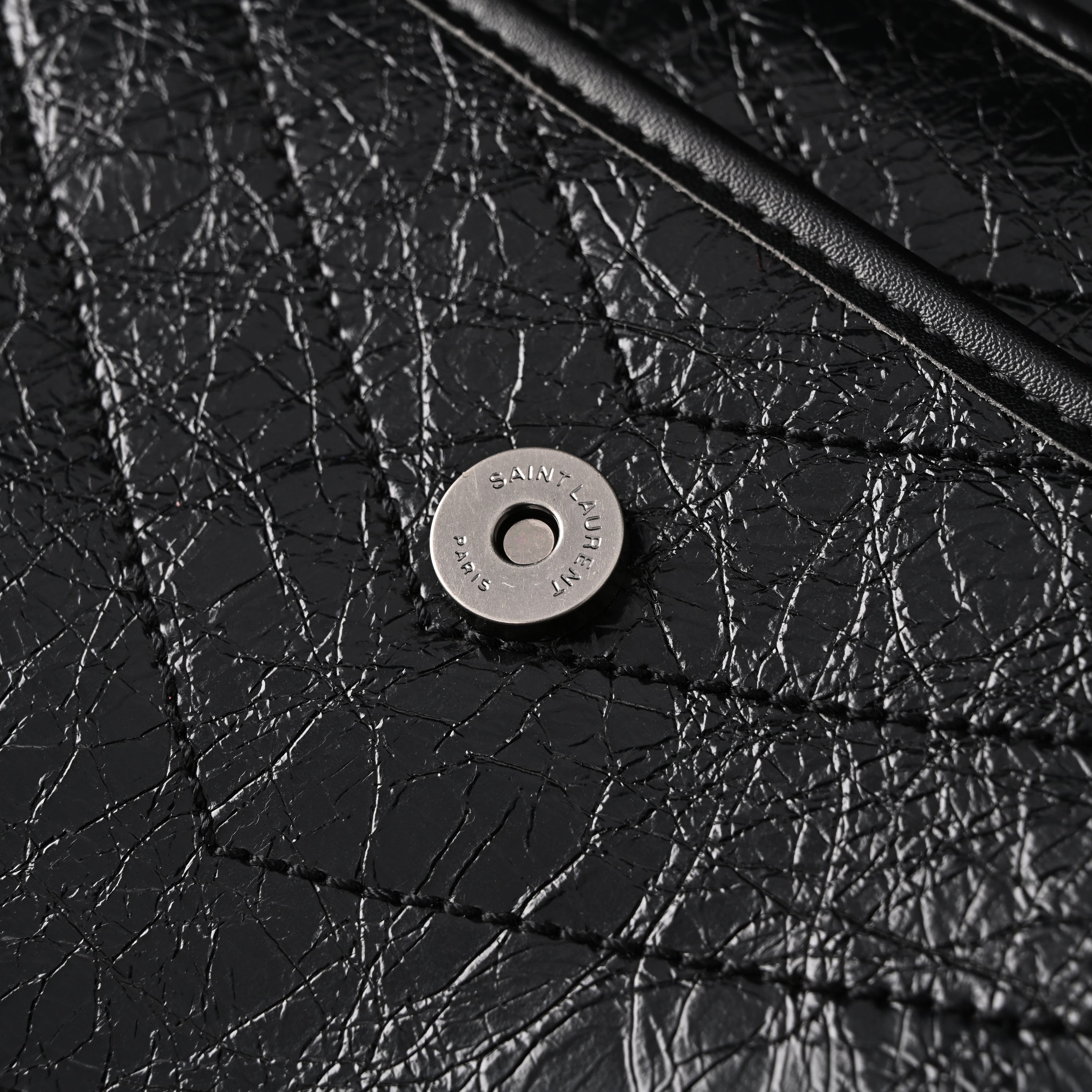 Saint Laurent Niki Medium Black Crinkled Leather Shoulder Bag