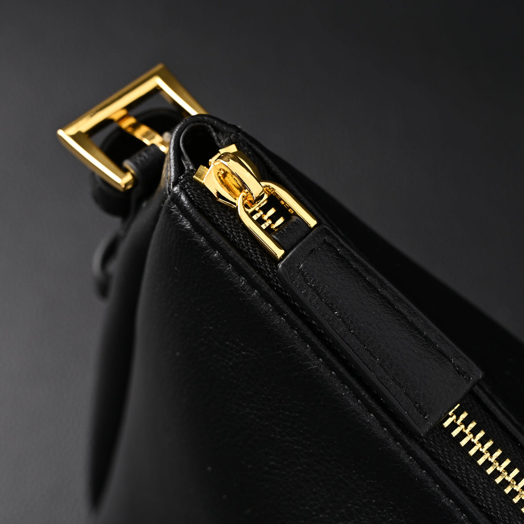 Prada Cleo Black Brushed Leather Shoulder Bag