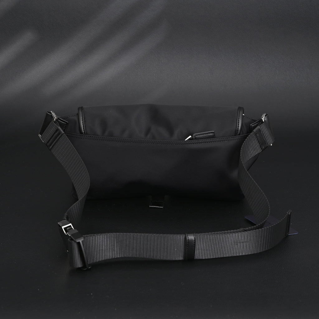 Prada Nylon Black Belt Bag with Silver Logo
