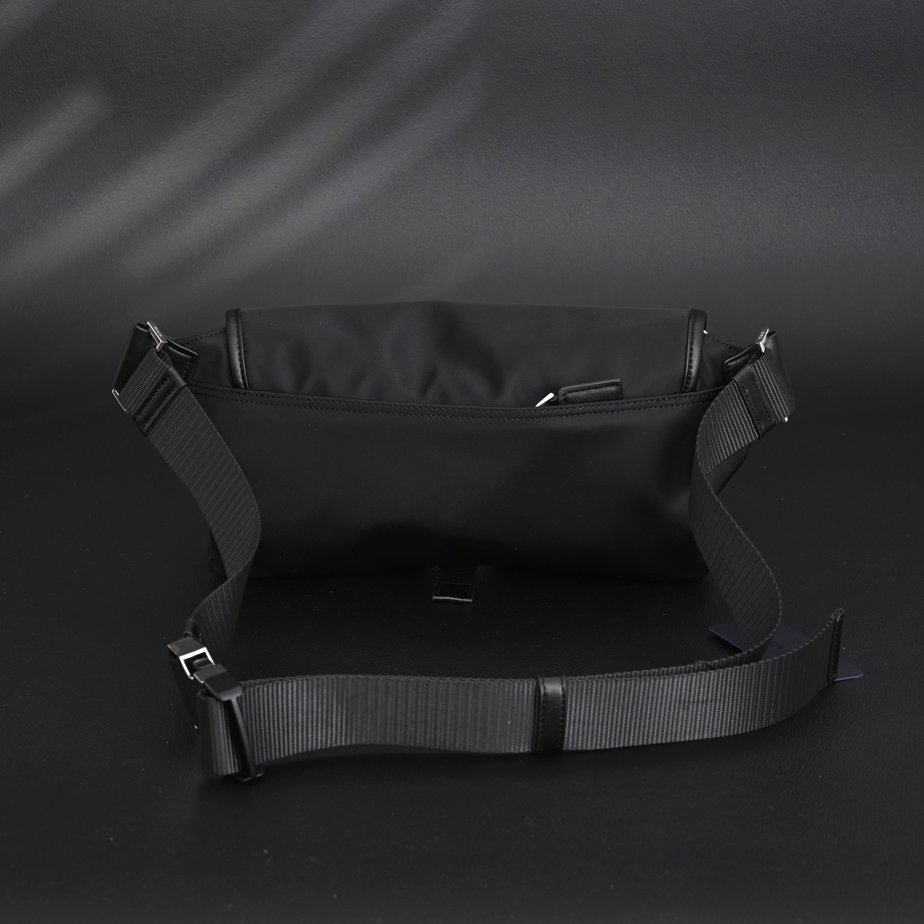 Prada Nylon Black Belt Bag with Silver Logo