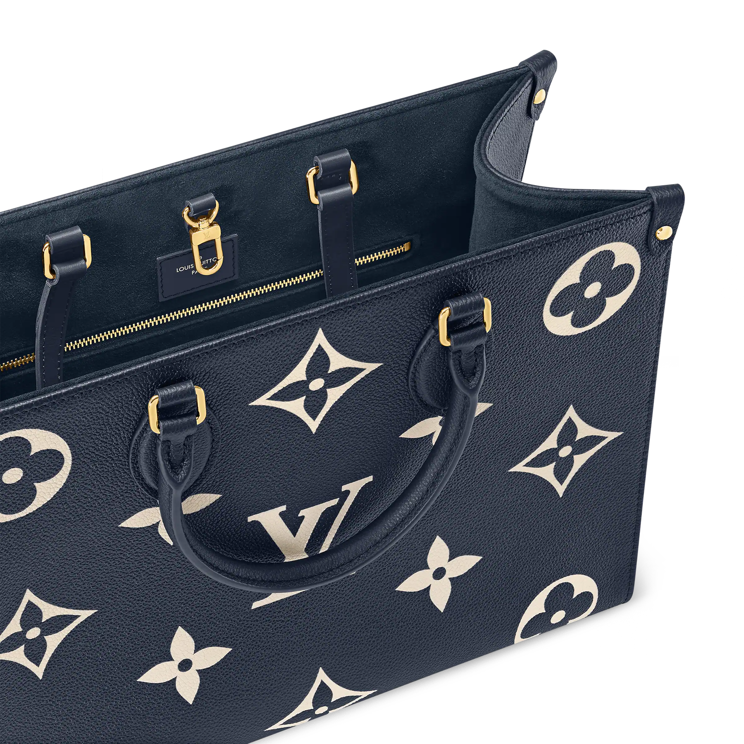 LV OnTheGo MM Navy Blue cream