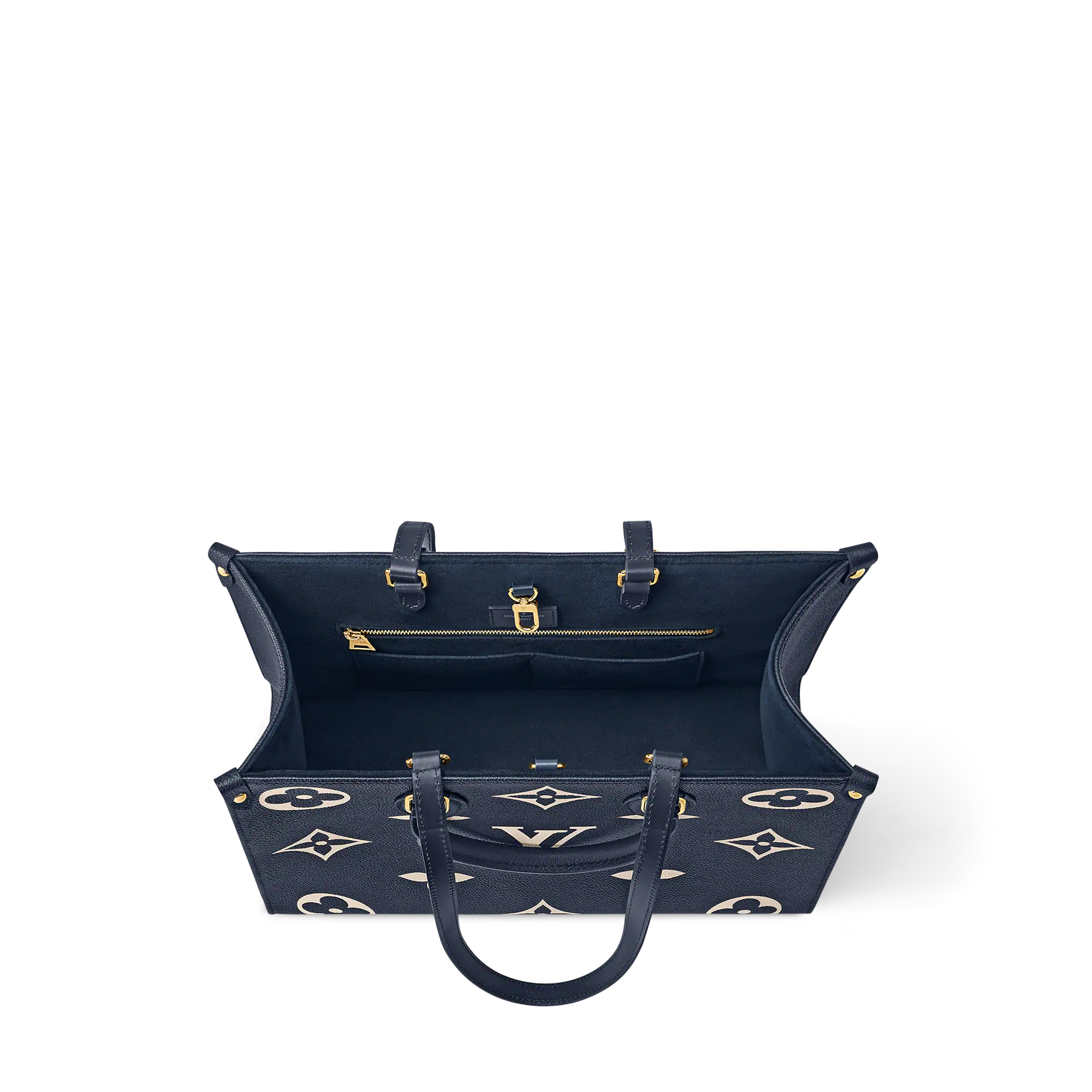 LV OnTheGo MM Navy Blue cream